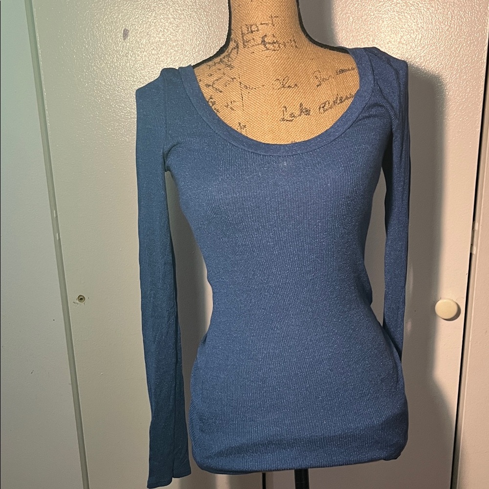 Michael Stars Blue Long Sleeve Bodysuit ONE SIZE